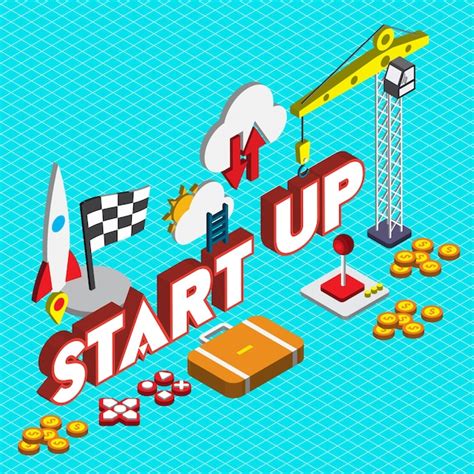Free Vector Illustration Of Startup Concept In Isometric Graphic