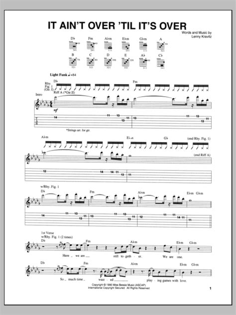 It Aint Over Til Its Over By Lenny Kravitz Guitar Tab Guitar