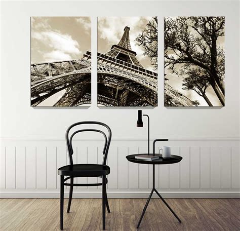 3 In 1 Famous Architecture Eiffel Tower Canvas Painting Wall Art Giclee
