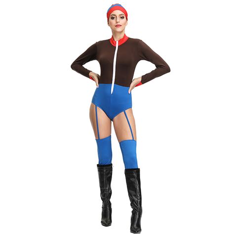 1980s Aerobics Girl Long Sleeve Stretchy One Piece Sports Fitness Bodysuit Cosplay Costume N19149