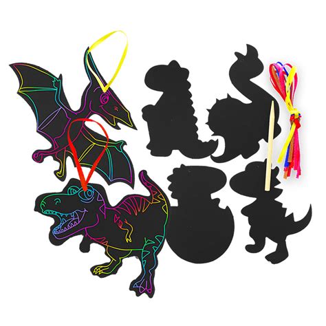Dinosaur Scratch Art Shapes X 6 Kids Stuff For Less