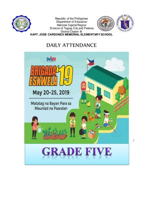 Brigada Eskwela 2019 Daily Attendance