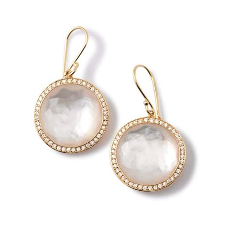 Ippolita Round Mother Of Pearl Drop Earrings In 18k Gold With Diamonds