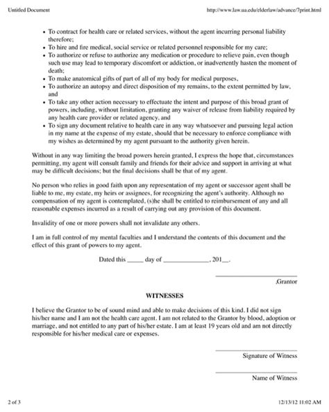 Download Alabama Durable Health Care Power Of Attorney Form For Free