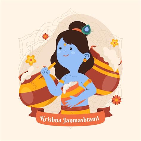 Ilustración de krishna janmashtami Vector Gratis