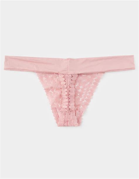 full tilt ruched dusty pink lace thong dupin 404863383