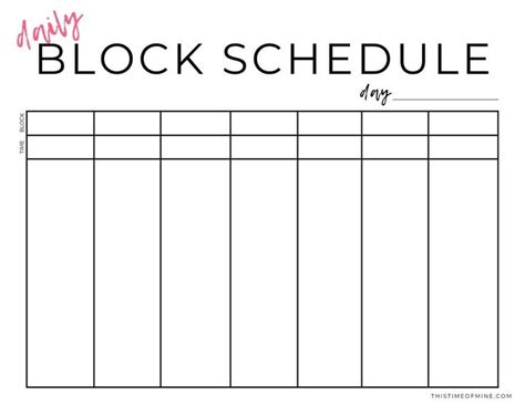 Block Schedule Template Block Scheduling Block Schedule Planner