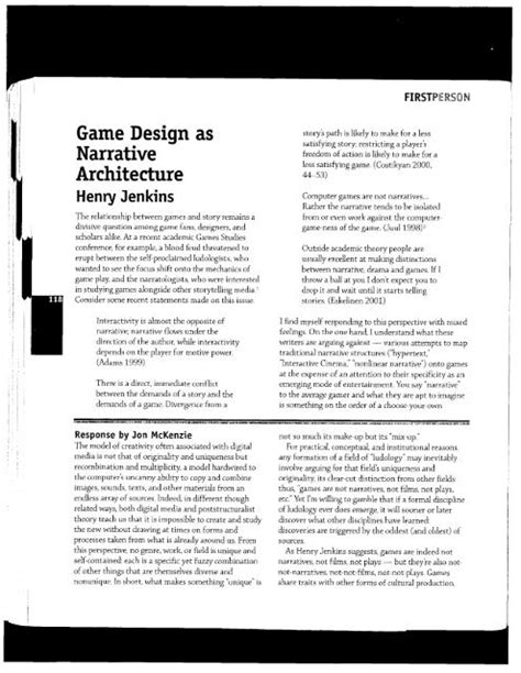 Game Design As Narrative Architecture Anabiosis Press