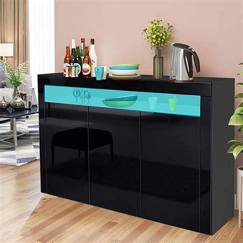 Great savings & free delivery / collection on many items. Modern High Gloss Sideboard Storage Cabinet w/LED Lighting ...