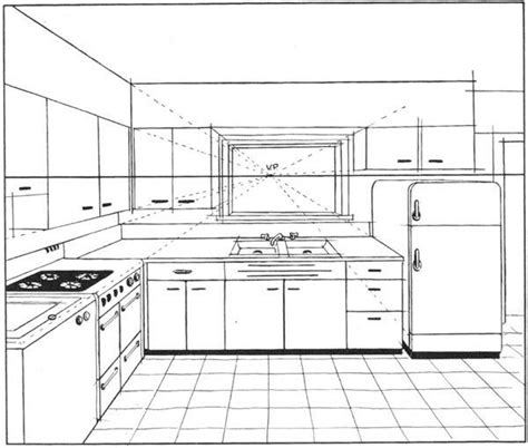 One Point Perspective Of Kitchen Perspective 1 Point Perspective