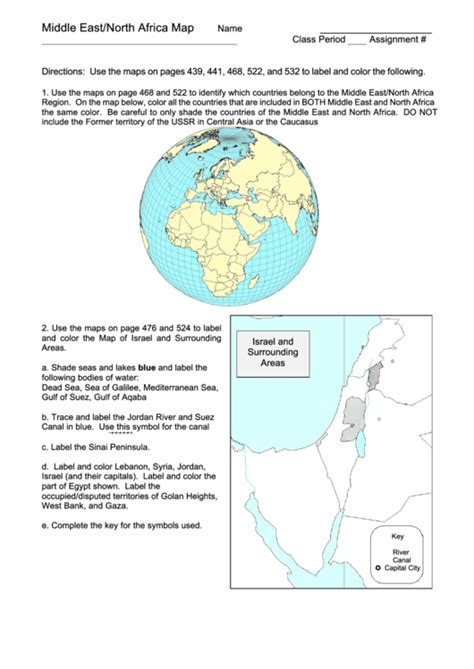 Middle Eastnorth Africa Map Worksheet Printable Pdf Download
