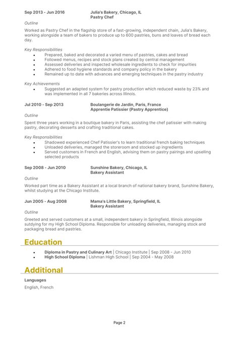 Pastry Chef Resume Example Guide Secure Top Jobs