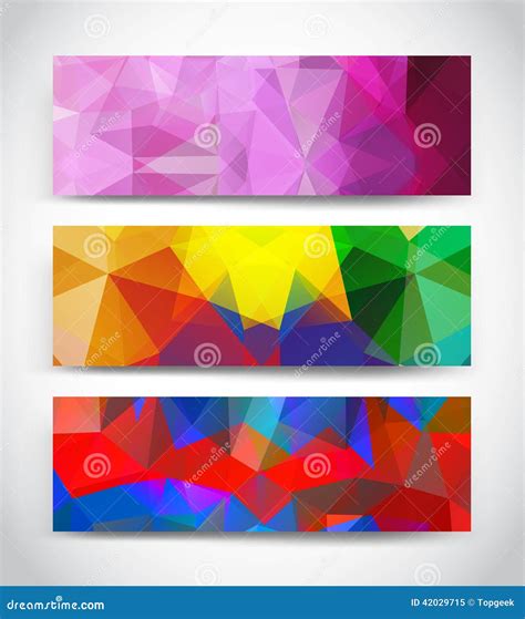 Abstract Multicolor Geometric Triangles Banners Stock Vector