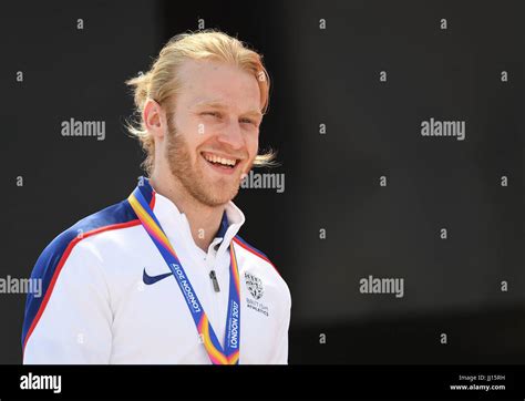 Great Britains Jonnie Peacock With His Gold Medal After The Mens 100m