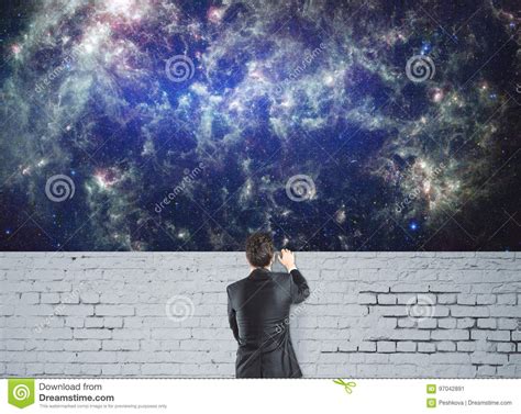 Man Looking At Space Stock Image Image Of Pensive Cosmos 97042891