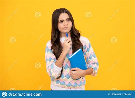 Teenager School Girl Study With Books Learning Knowledge And Kids