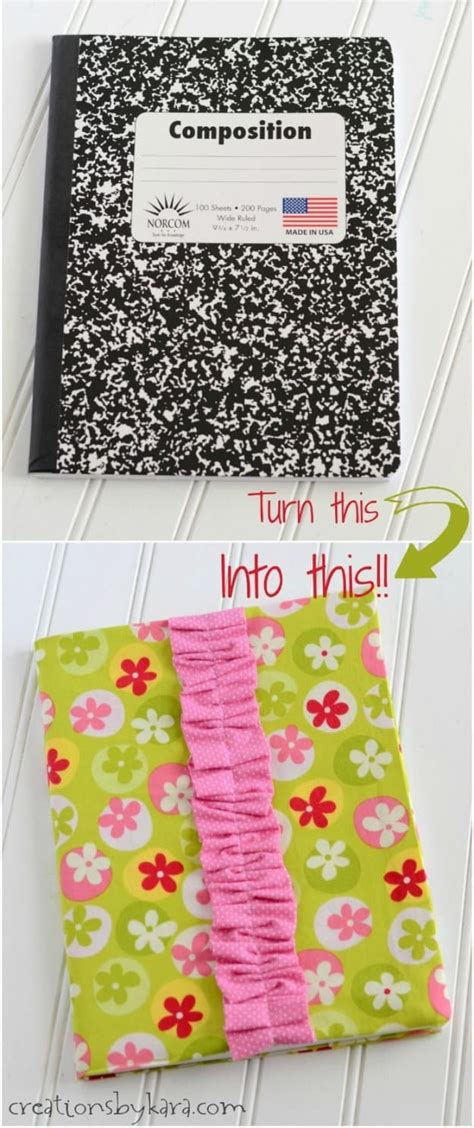 Write it all down in a cute composition book with lined sheets, tear out that to do list with the spiral notebook's perforated edges, and make your desk notes pop with a mini notebook that's colors and patterns reflect the uniqueness of you. Fabric composition notebook cover tutorial