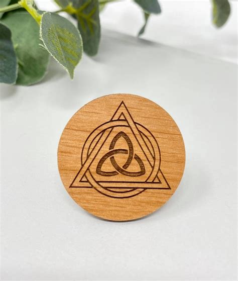 Wood Sobriety Circle And Triangle Symbol Trinity Medallion Etsy