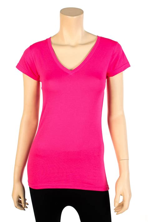 womens basic v neck t shirt short sleeve cotton solid colors plain top tee s m l ebay