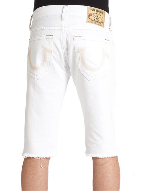 True Religion Geno Cut Off Denim Shorts In White For Men