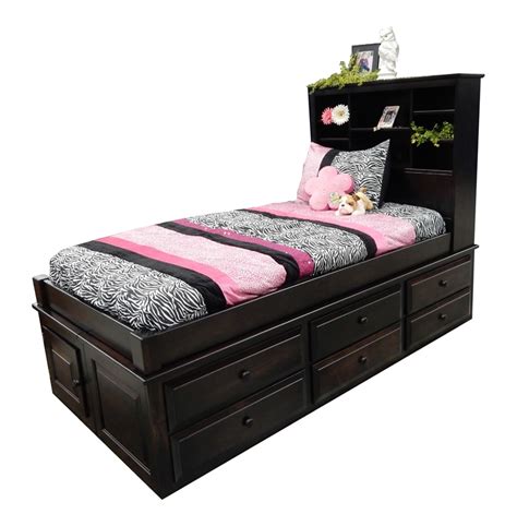 6 Drawer Twin Captains Bed Geitgeys Amish Country Furnishings