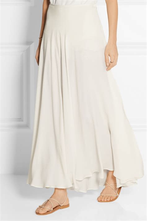 Lyst Elie Saab Silk Blend Crepe Maxi Skirt In White