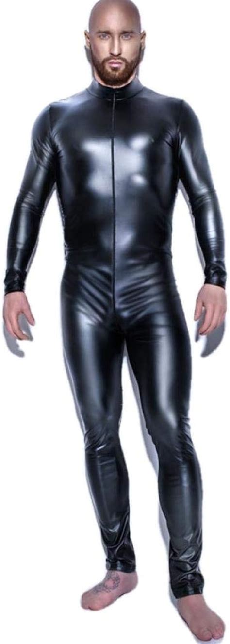 männer sexy wetlook kunstleder latex catsuit bodysuit hot erotic dessous zentai homosexuell