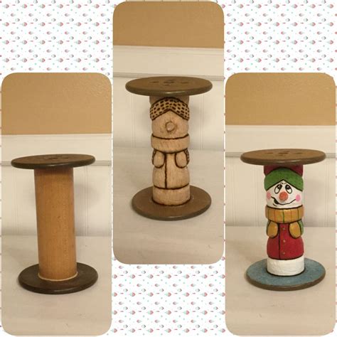 Ribbon spool , carved snowman | Spool crafts, Wood spool, Christmas wood