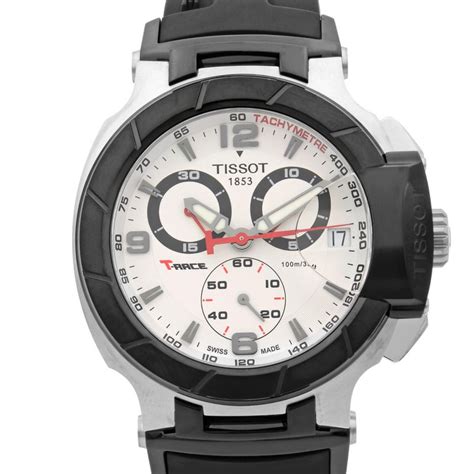 tissot t race chronograph steel white dial quartz men s watch t048 417 27 037 00 at 1stdibs