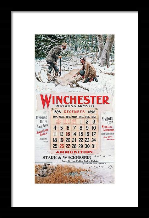 1898 Winchester Repeating Arms And Ammunition Calendar Framed Print By