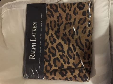 Ralph Lauren Tan Brown Leopard Print Twin Flat Sheet Discontinued New