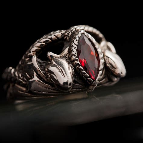 4 Size Lotr Jewelry Aragorns Ring In Red Stone 925 Silver Animal Snake