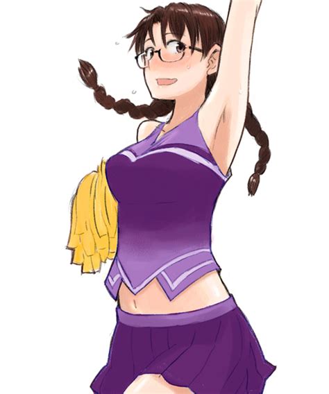 Safebooru Armpits Azumanga Daioh Azumanga Daiou Braid Cheerleader Glasses Mizuhara Koyomi Mya