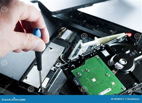 Man Fixing Computer Stock Image Image Of Connection 40580411