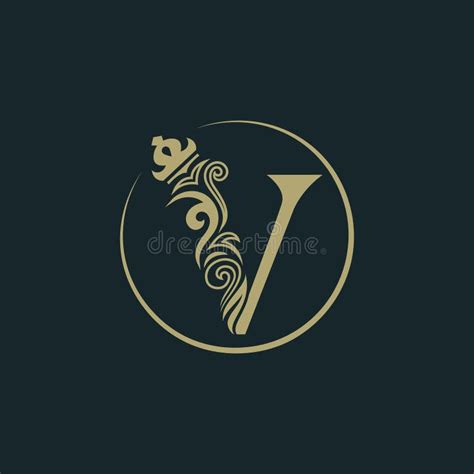 Elegant Letter V With Crown Graceful Royal Style Calligraphic
