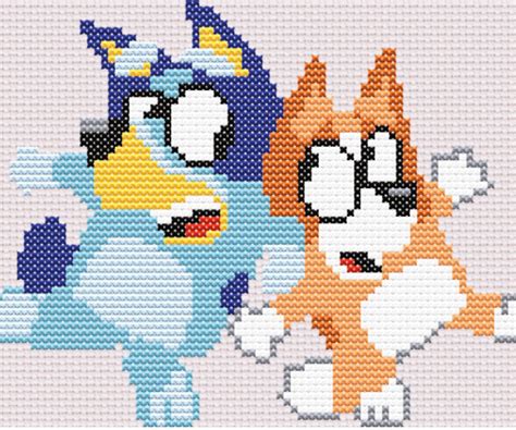 Bluey And Bingo Kid Cartoon Heeler Australia Cross Stitch Needlepoint