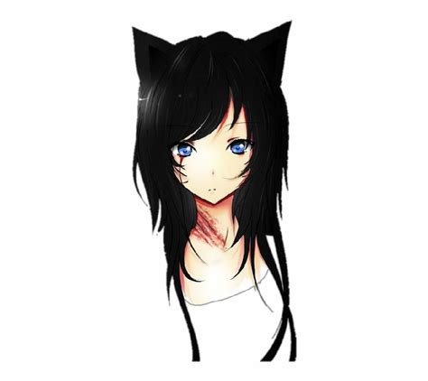 Girl Neko Cat Anime Sad Blood Bloody Black Anime