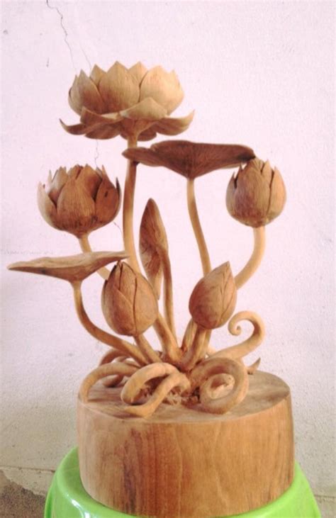 Carving Wooden Flowers Upcycle Art