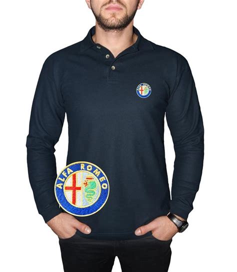 Alfa Romeo Polo Shirt Casual Cotton Embroidered Logo Black Blue