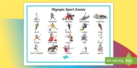 Sports List Summer Olympics Twinkl Resources