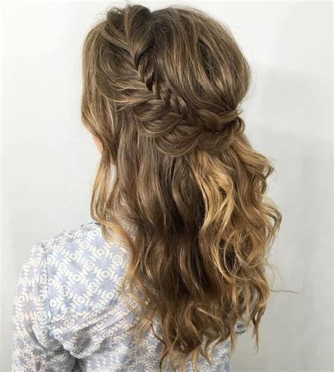 Half Up Crown Braid For Curly Hair Homecoming Hairstyles Braids For