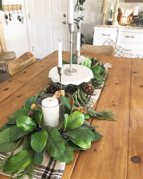 Magnolia Dining Table Center Piece Plant Centerpieces Fall