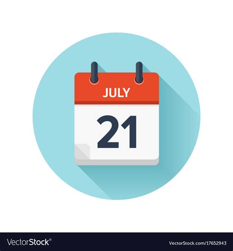 July 21 Flat Daily Calendar Icon Date Royalty Free Vector