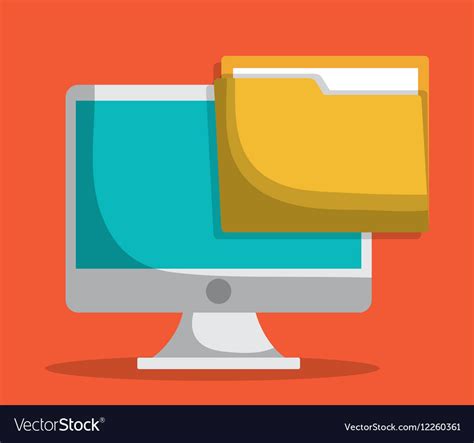 Computer And File Folder Icon Image Royalty Free Vector