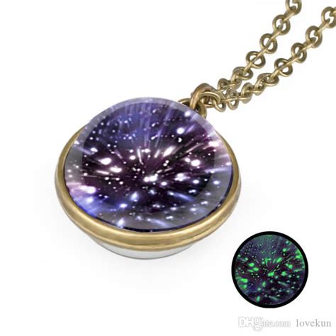 Time Gem Double Sided Nebula Galaxy Planet Universe Necklace Glass Ball