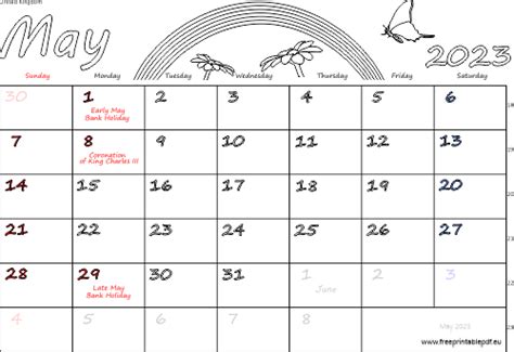 May 2023 United Kingdom Calendar Free Printable Pdf