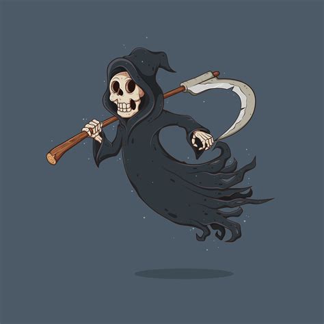 Cartoon Grim Reaper Vector Clip Art Illustration With Simple Gradients