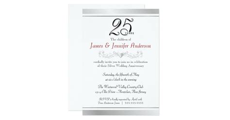 25th Silver Wedding Anniversary Invitations