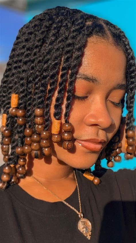 Mini Twists With Beads On Natural Hairtwo Strand Twist Loc Starter