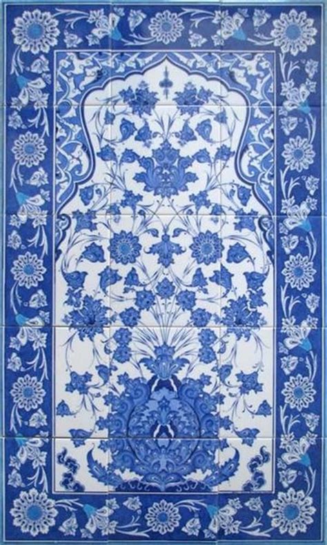 60x100cm Blue Love Iznik Art Ceramic Floral Tile Panel Turkish
